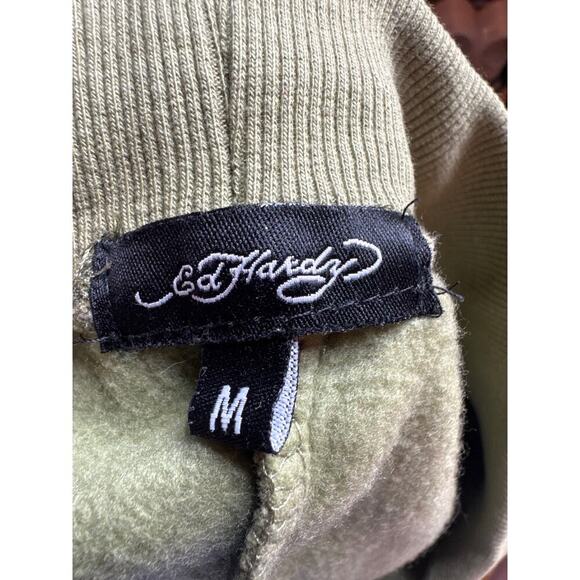 Ed Hardy Women’s Green Graphic Sweat Shorts – Size M, Vintage Y2K Style - Picture 6 of 7